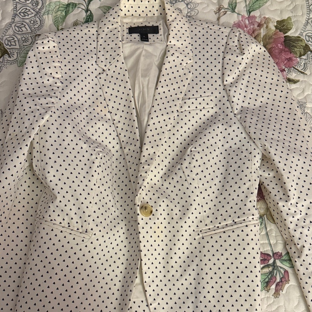 J. Crew White and Black Polka Dot Blazer
